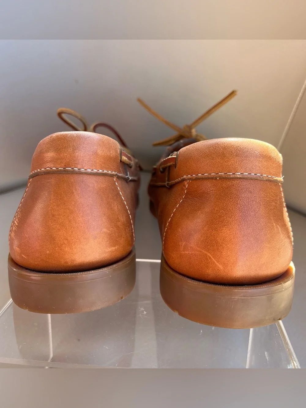 Bass Seafarer Brown Leather Boat Shoes Moc Toe Casual Loafers‎ 2-Eye Lace Up 9M